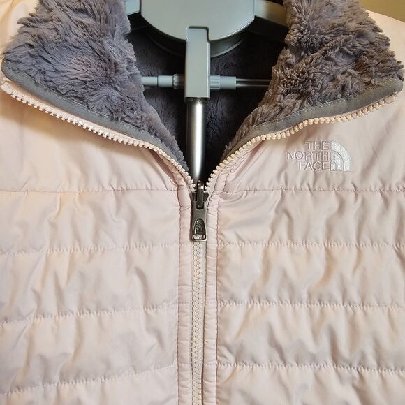 The North Face Mossbud Reversible Softshell Fleece Jacket Girls XL 18 Gray Pink - Picture 7 of 15